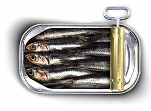 Partially opened sardine tin.