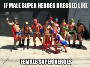 Male superheroes in revealing costumes.