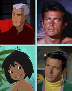 Clockwise from upper left: Race Bannon, James West, Mowgli, Major Don West.