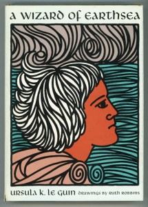 Original hardback cover of A Wizard of Earthsea by Ursula K. Le Guin art by Ruth Robbins 