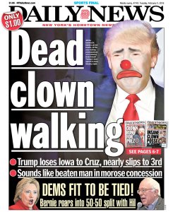 The cover of the New York Daily News the day after the Iowa Caucuses (click to embiggen)