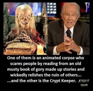 One of them is an animated corpse who scares people by reading from an old must book of gory made-up stories and wickedly relishing the ruin of others — and the other is the Crypt Keeper.