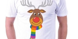 This Gay Rudolph Shirt can be purchased at PrettyPinkPearl.co.uk.