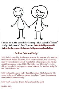 “...even if [the trump voter] isn't a racist, ableist, xenophobic, misogynist sexual predator, he was fine voting for one.... [my life] would be better off without someone who places trumps showmanship over common human decency...” (click to embiggen)