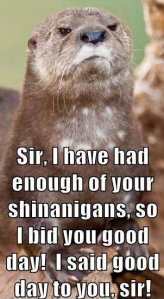 “Sir, I have had enough of your shenanigans, so I bid you good day. I said good day to you sir!”