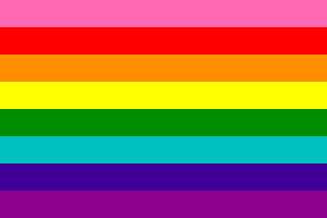 Gilber Baker's original flag design had 8 colors: hot pink, red, orange, yellow, green, turquoise, indigo, and violet.