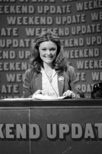 Jane Curtin anchoring Weekend Update on Saturday Night Live.