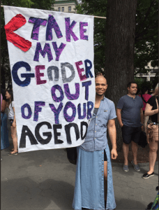 A photo from New York City's Trans Day of Action. SAGE USA and Callen-Lorde.