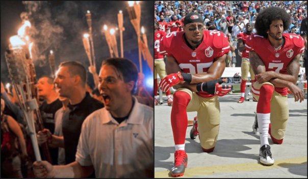 The so-called President of the United States thinks that the angry, violent, racist men on the left who advocate genocide are “fine people,” but the men on the right exercising their right to peacefully protest injustice are “sons of bitches.”