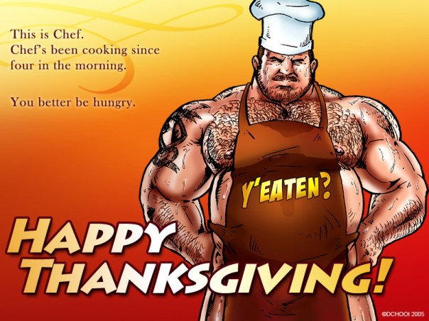 “This is Chef. Chef's been cooking since four this morning. You better be hungry. Happy Thanksgiving.” © Don Chooi http://dchooidoodles.tumblr.com