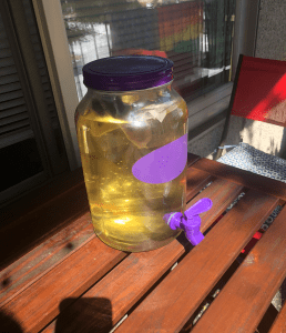 Making sun tea on my veranda.