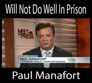Picture of convicted conspirator, Paul Manafort captioned “Will not do well in prison”