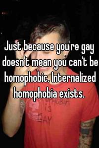 “Just because you're gay doesn't mean you can't be homophobic. Internalized homophobia exists.”