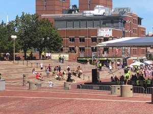 Mostly empty amphitheatre at today's Straight Pride in Boston.