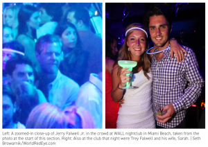 Remember: Junior's largest salary comes from being president of a religious school that forbids drinking and dancing, among other things. So why are he and his son partying at south Miami nightculbs?