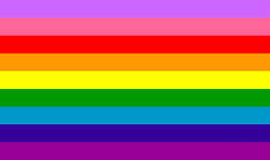 Gilbert Baker's final flag, the 9-stripe or Diversity Pride flag.