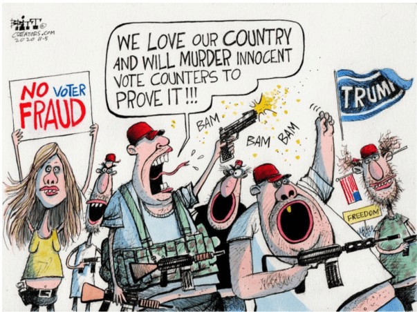 “We love our contry and will MURDER innocent vote counters to prove it!”