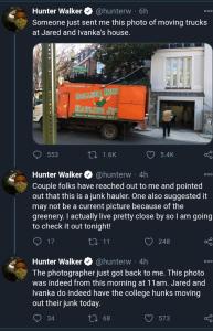 Photo of College Hunks Junk Haulers truck outside Jared and Ivanka Trump's D.C. townhouse.